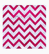 CHEVRON9 WHITE MARBLE & PINK LEATHER (R) Photographic Print