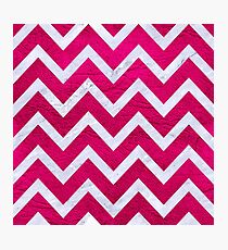 CHEVRON9 WHITE MARBLE & PINK LEATHER Photographic Print