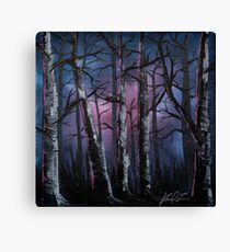 Into the woods, night forest oil painting Canvas Print