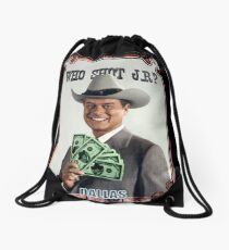 Who shot JR? Drawstring Bag