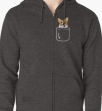 Corgi im Taschen-lustigen netten Welpen-großen glücklichen Lächeln Hoodie mit Reißverschluss