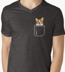 Corgi In Pocket Funny Cute Puppy Big Happy Smile Men's V-Neck T-Shirt