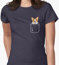 Corgi In Pocket Funny Cute Puppy Big Happy Smile Women's Fitted T-Shirt
