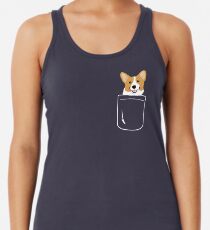 Corgi In Pocket Funny Cute Puppy Big Happy Smile Racerback Tank Top