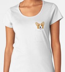 Corgi In Pocket Funny Cute Puppy Big Happy Smile Women's Premium T-Shirt