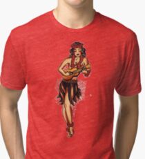 Sailor Jerry Traditional Tattoo - Hula Girl Tri-blend T-Shirt