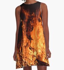 Fire, flames at night, campfire A-Line Dress