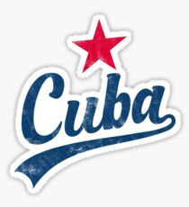 Pegatina CUBA VINTAGE DE MANO ESCRITA CON ESTRELLA ROJA