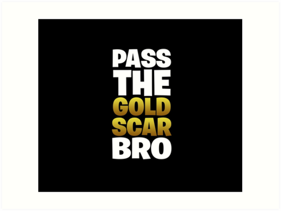 fortnite gold scar art prints by jack leeson redbubble - golden scar fortnite png