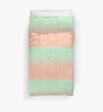 Pink Mint Green Ombre Gold Glitter Geometric Duvet Cover