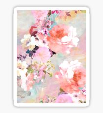 Romantic Pink Teal Watercolor Chic Floral Pattern Sticker