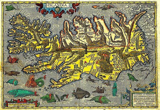 "ANCIENT VIKING MAP of ICELAND" Photographic Print by posterbobs ... - Pp,550x550