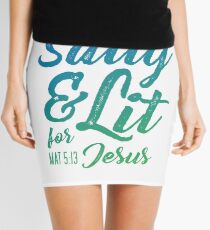 Salty and Lit for Jesus - Aqua Gradient Mini Skirt