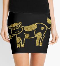 Cute Golden Cow Mini Skirt