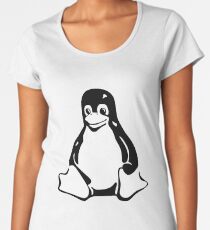 Tux Mascot T-Shirt Penguin Linux Black White Logo Women's Premium T-Shirt