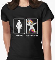 Dabbing Uncorn Doctor VS Psychiatrist Legendary Healthcare Medical Graduation Degree GP MD Doc Medic Paramedic Women's Fitted T-Shirt