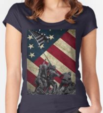 Iwo Jima American Flag Women's Fitted Scoop T-Shirt