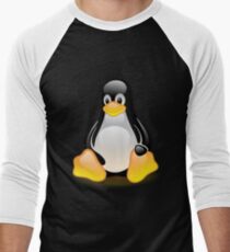Tux Mascot T-Shirt Penguin Linux Glossy Logo Men's Baseball ¾ T-Shirt