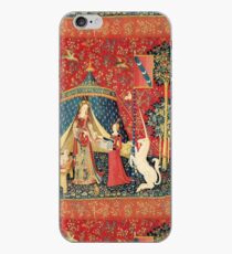 Vinilo o funda para iPhone LADY AND UNICORN DESIRE, Lion, Fantasy Flowers, Animales Red Green Floral