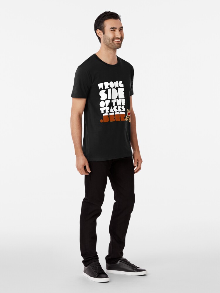 Alternate view of WrongSideOfTheTracks.beer Cat and Text Premium T-Shirt