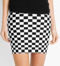 Black White Checker Design Bedspread - Mini Chess Sticker Mini Skirt
