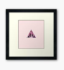 HP Hallows - sand explosion voids with pink watercolors background - wand, cloak , stone Framed Print