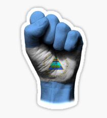 Flag of Nicaragua on a Raised Clenched Fist Sticker