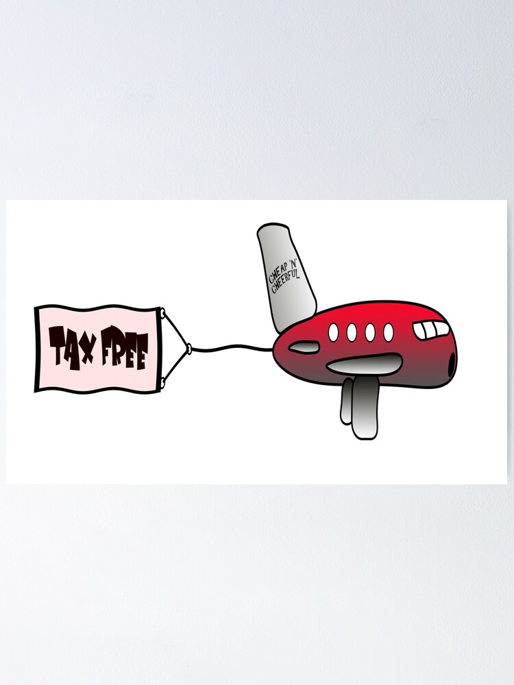 Cartoon Aircraft Pulling A Banner With The Words Tax Free