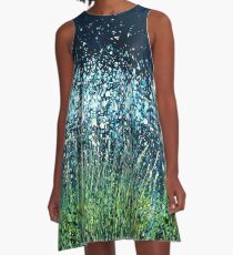 Nacht Blumen A-Linien Kleid