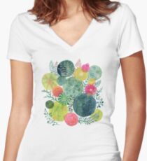 Succulent Circles Women's Fitted V-Neck T-Shirt