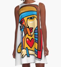 Woman with Cat - Line A-Line Dress