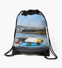 Bo's stuck boat Drawstring Bag
