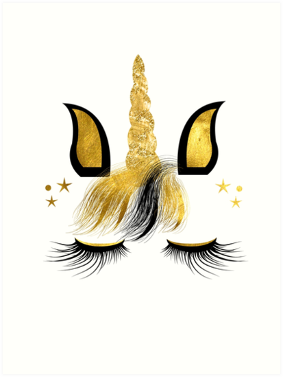 black and gold unicorn art print by graydaiser redbubble