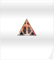 HP Hallows - sand explosion voids with orange watercolors background - wand, cloak , stone Poster