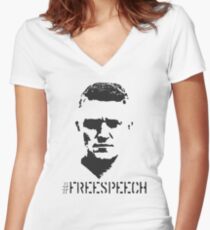 Hashtag Free Speech Free Tommy Tommy Silhouette Women's Fitted V-Neck T-Shirt