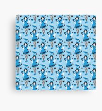 Alice in Tealand pattern Canvas Print
