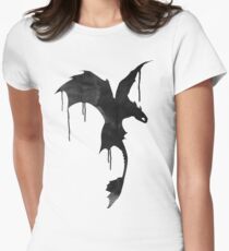 Toothless Silhouette - Ink Drips Women's Fitted T-Shirt