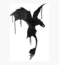 Toothless Silhouette - Ink Drips Photographic Print