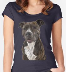 Pit Bull Terrier Oil Painting Style Fitted Scoop T-Shirt