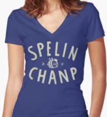 SPELIN CHANP Women's Fitted V-Neck T-Shirt