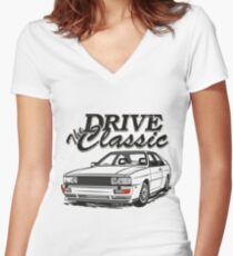 S1 Quattro & quot; Drive the Classic & quot; Women's Fitted V-Neck T-Shirt