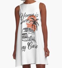 T3 Bus Transporter Camper Van Multivan LLE & quot; Home is where my car is & quot; A-Line Dress