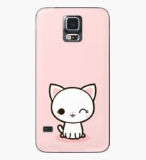 Kawaii weiße Katze Hülle & Klebefolie für Samsung Galaxy