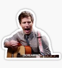 Jake Peralta screaming with guitar Sticker