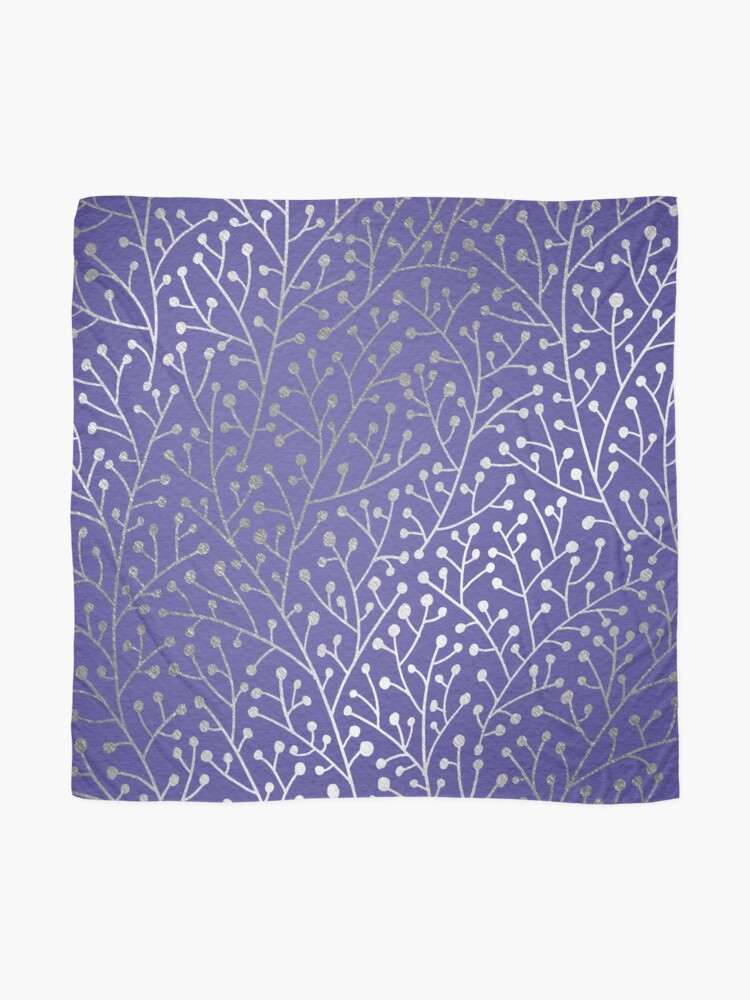 Alternate view of Silver Berry Branches on Periwinkle Scarf
