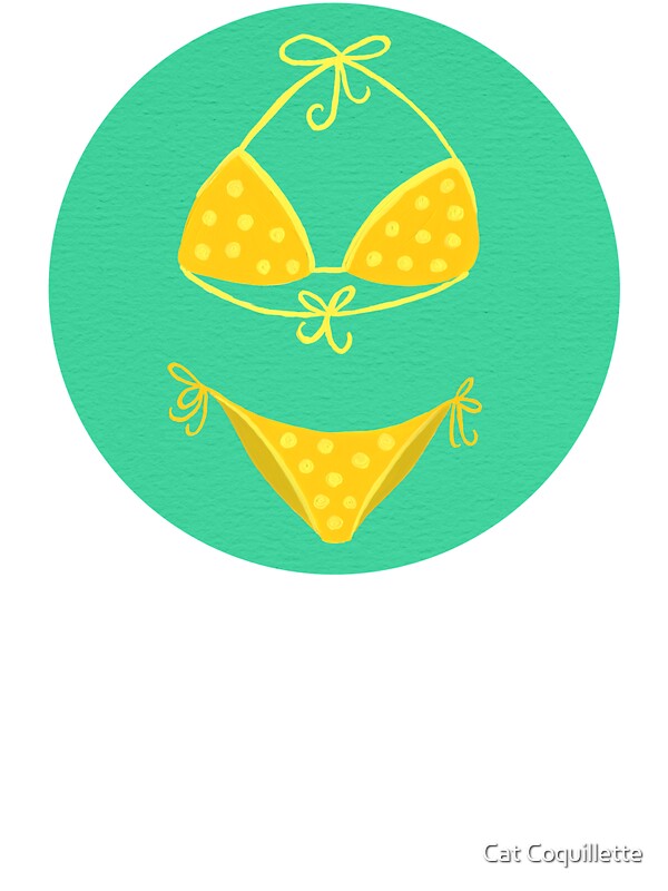 "Yellow Polka Dot Bikini on Mint" Stickers by Cat Coquillette Redbubble