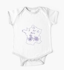 Map of France, bicycle, pigeons. One Piece - Short Sleeve