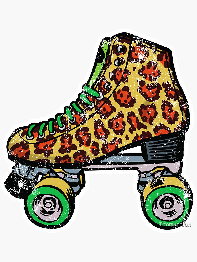 "Roller derby Roller skates leopard print" Sticker by Toomuchfun Redbubble