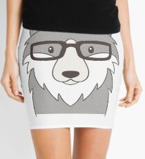 Hipster Wolf Head With Glasses Mini Skirt