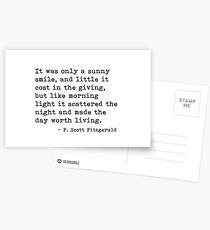 It was only a sunny smile - Fitzgerald quote Postcards
